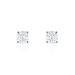 Histoire D'Or Boucles D'oreilles Puces 4 Griffes Or Blanc Diamant Synthetique