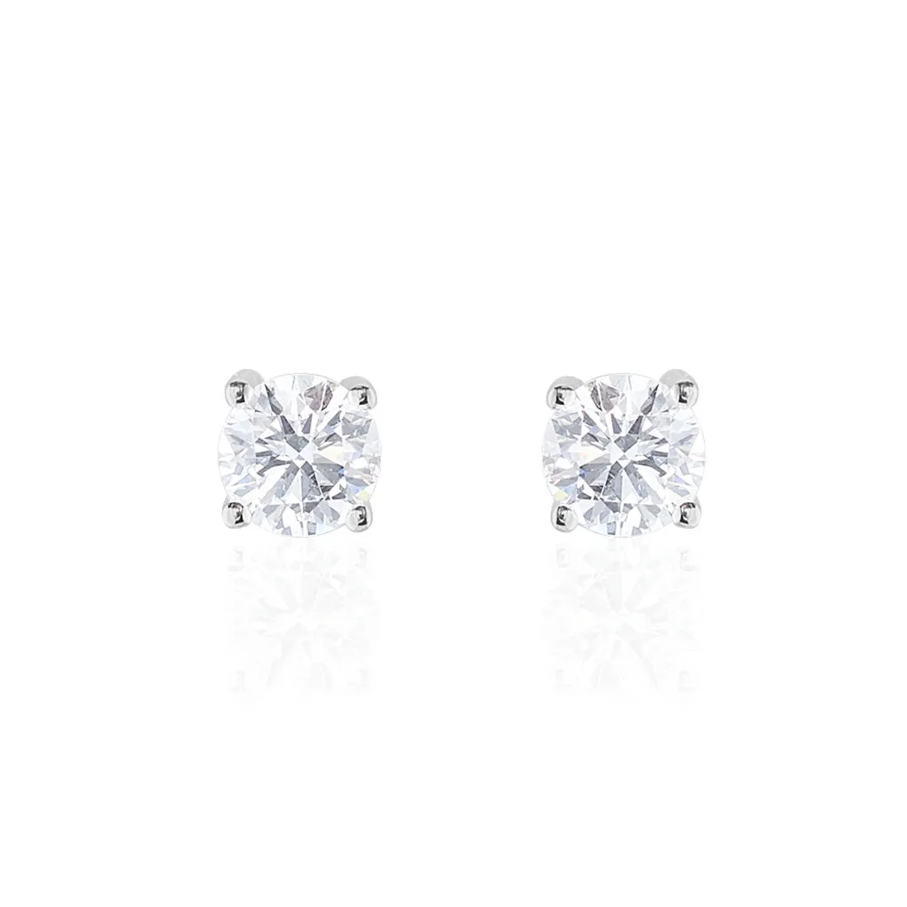 Histoire D'Or Boucles D'oreilles Puces 4 Griffes Or Blanc Diamant Synthetique 7 Histoire D'Or Boucles D'oreilles Puces 4 Griffes Or Blanc Diamant Synthetique – Image 5