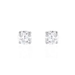 Histoire D'Or Boucles D'oreilles Puces 4 Griffes Or Blanc Diamant Synthetique
