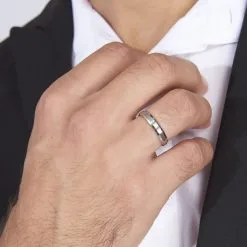 Histoire D'Or Alliance Ruban Mat Et Billant Biseautee Palladium Blanc -Boucles d'oreilles Bracelet Soldes BEAHBW0183 model1