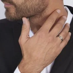 Histoire D'Or Alliance Mat Et Brillant Ruban Plat Palladium Blanc -Boucles d'oreilles Bracelet Soldes BEAHBW0188 model0