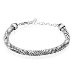 Histoire D'Or Bracelet Nahila Maille Popcorn Argent Blanc
