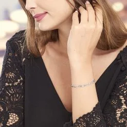 Histoire D'Or Bracelet Cleona Maille Alternee 1/3 Argent Blanc -Boucles d'oreilles Bracelet Soldes FABFBW00IU model0