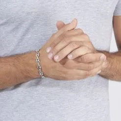 Histoire D'Or Bracelet Carrus Maille Grain De Cafe Argent Blanc -Boucles d'oreilles Bracelet Soldes FABHBW0233 model1