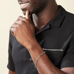 Histoire D'Or Bracelet Anilo Maille Alternee 1/1 Argent Blanc -Boucles d'oreilles Bracelet Soldes FABHBW0235 model2