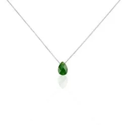Histoire D'Or Collier Alvena Argent Blanc Rhodié Malachite Vert
