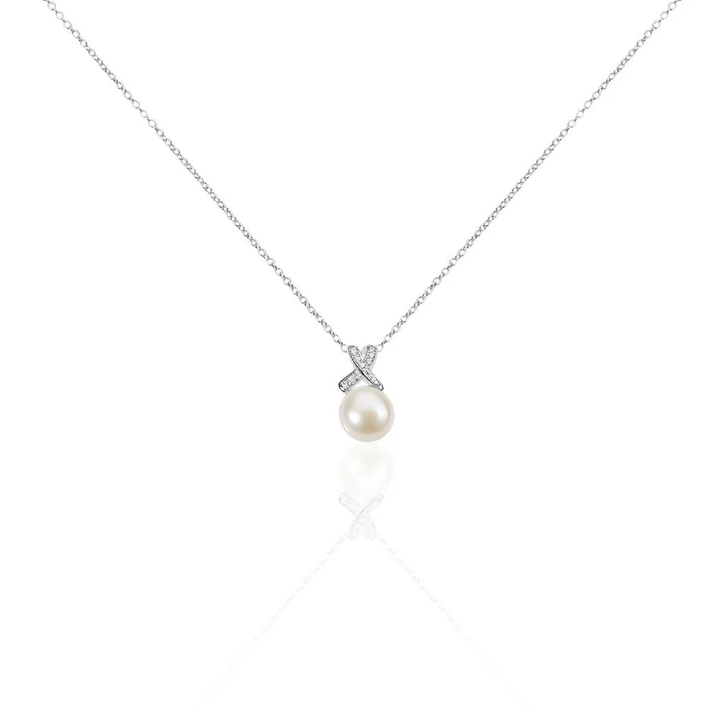 Histoire D'Or Collier Sathine Argent Blanc Perle De Culture Et Oxyde De Zirconium 3 Histoire D'Or Collier Sathine Argent Blanc Perle De Culture Et Oxyde De Zirconium