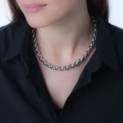 Histoire D'Or Collier Anta Maille Jaseron Argent Blanc -Boucles d'oreilles Bracelet Soldes FACFBW0959 model0