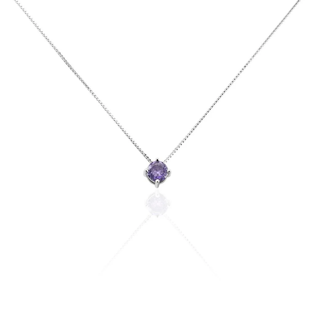 Histoire D'Or Collier Dwight Argent Blanc Oxyde De Zirconium Violet 3 Histoire D'Or Collier Dwight Argent Blanc Oxyde De Zirconium Violet