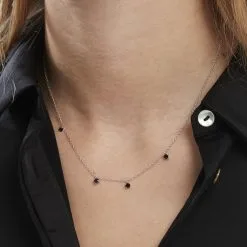 Histoire D'Or Collier Callias Argent Blanc Oxyde De Zirconium Noir -Boucles d'oreilles Bracelet Soldes FACFBZN092 model1