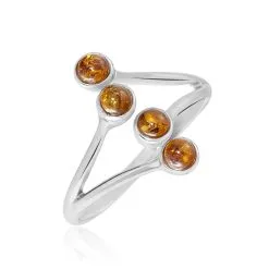 Histoire D'Or Bague Argent Blanc Accorus Ambre