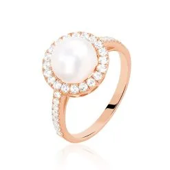 Histoire D'Or Bague Olivia Argent Rose Perle De Culture Et Oxyde De Zirconium