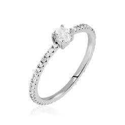 Histoire D'Or Bague Solitaire Ursi Argent Blanc Oxyde De Zirconium