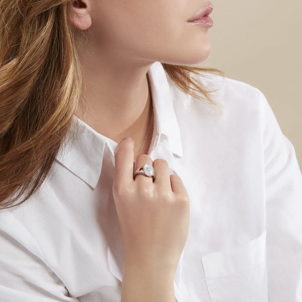 Histoire D'Or Chevalière Aracely Argent Blanc Nacre Oxyde De Zirconium 7 Histoire D'Or Chevalière Aracely Argent Blanc Nacre Oxyde De Zirconium – Image 5