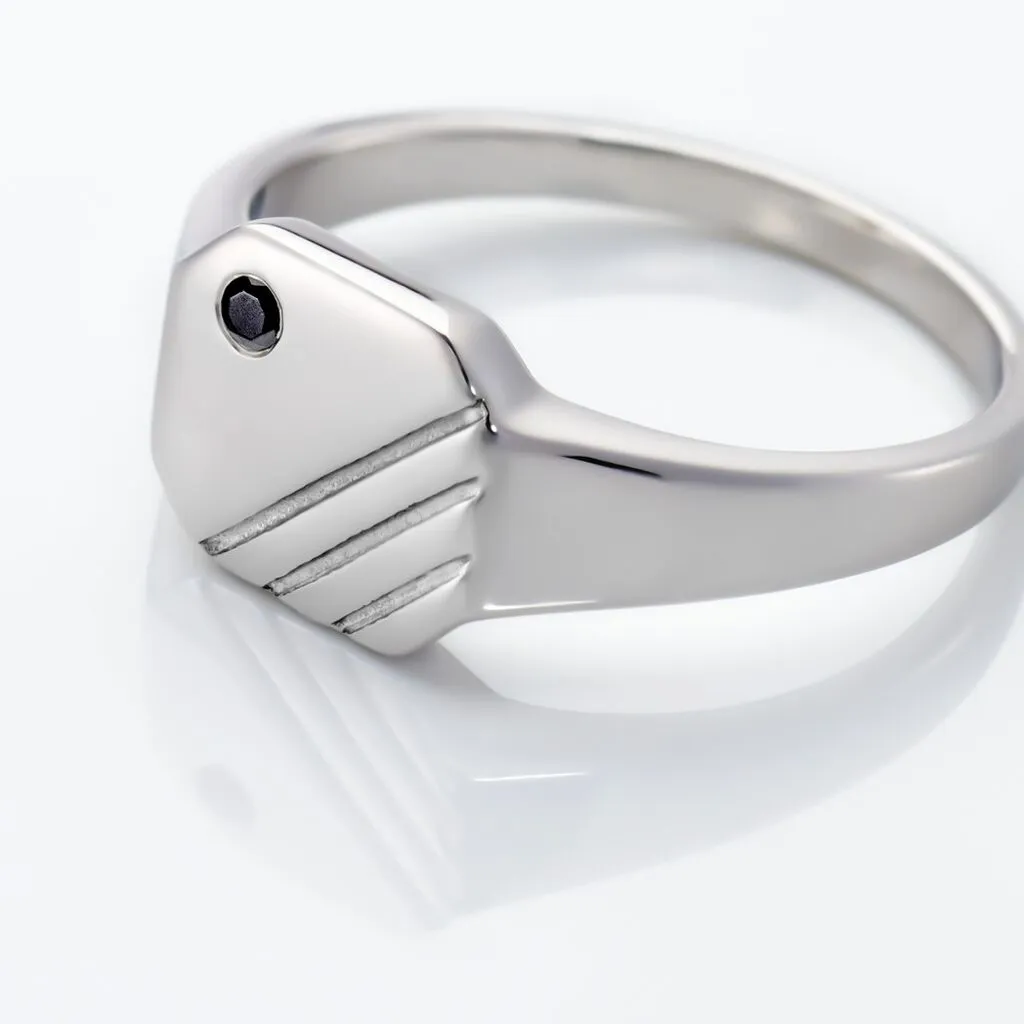 Histoire D'Or Chevalière Kaden Argent Blanc Oxyde De Zirconium Noir 6 Histoire D'Or Chevalière Kaden Argent Blanc Oxyde De Zirconium Noir – Image 4