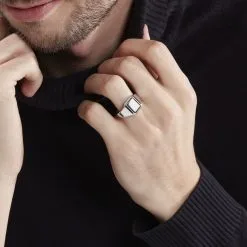 Histoire D'Or Chevalière Argent Blanc Said -Boucles d'oreilles Bracelet Soldes FAHHBW0352 model0