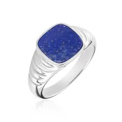 Histoire D'Or Chevalière Argent Blanc Calisto Lapis Lazuli