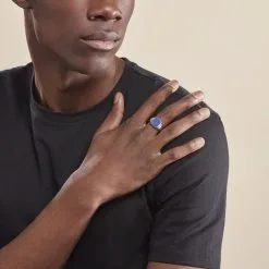 Histoire D'Or Chevalière Argent Blanc Calisto Lapis Lazuli -Boucles d'oreilles Bracelet Soldes FAHHBXB001 model0