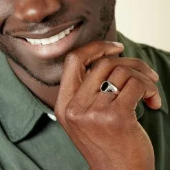 Histoire D'Or Chevalière Amaurie Argent Blanc Onyx -Boucles d'oreilles Bracelet Soldes FAHHBXN107 model1