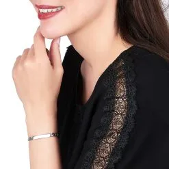 Histoire D'Or Bracelet Identité Clementine Maille Gourmette Argent Gris -Boucles d'oreilles Bracelet Soldes FAIFBW0144 model0