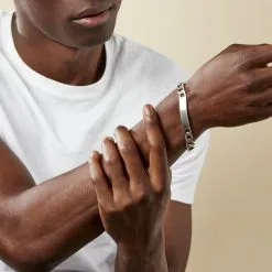 Histoire D'Or Bracelet Identité Vivian Maille Alternee 1/3 Argent Blanc -Boucles d'oreilles Bracelet Soldes FAIHBW0247 model0