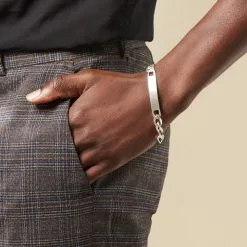 Histoire D'Or Bracelet Identité Vivian Maille Alternee 1/3 Argent Blanc -Boucles d'oreilles Bracelet Soldes FAIHBW0247 model2