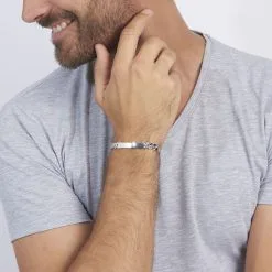 Histoire D'Or Bracelet Identité Casper Maille Gourmette Argent Blanc -Boucles d'oreilles Bracelet Soldes FAIHBW0267 model0