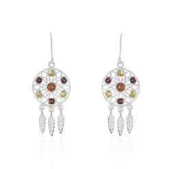 Histoire D'Or Boucles D'oreilles Argent Blanc Lorena Ambre