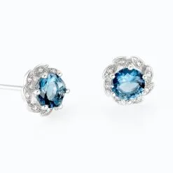 Histoire D'Or Boucles D'oreilles Puces Argent Blanc Clover Verre Oxydes De Zirconium -Boucles d'oreilles Bracelet Soldes FAOFBLB004 view2