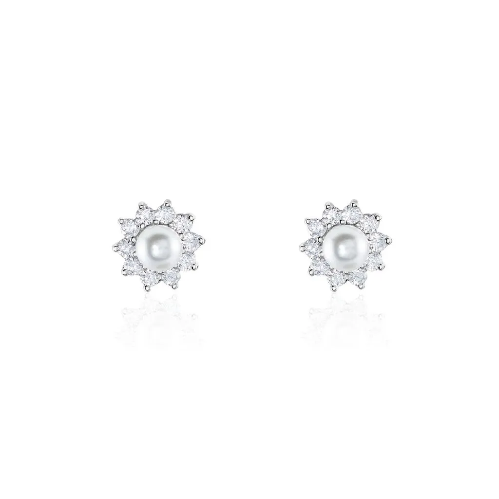 Histoire D'Or Boucles D'oreilles Puces Argent Blanc Cheri Perle De Culture Oxydes 3 Histoire D'Or Boucles D'oreilles Puces Argent Blanc Cheri Perle De Culture Oxydes