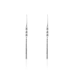 Histoire D'Or Boucles D'oreilles Pendantes Melodie Argent Blanc