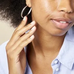 Histoire D'Or Créoles Argent Blanc Esmee 12 Histoire D'Or Créoles Argent Blanc Esmee -Boucles d'oreilles Bracelet Soldes FAOFBW00NG model0