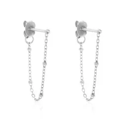 Histoire D'Or Boucles D'oreilles Pendantes Leent Argent Blanc