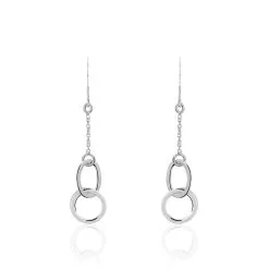 Histoire D'Or Boucles D'oreilles Pendantes Toi Et Moi Argent Blanc