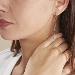 Histoire D'Or Boucles D'oreilles Pendantes Lou-anne Argent Blanc Oxyde Noir -Boucles d'oreilles Bracelet Soldes FAOFBZN113 model0