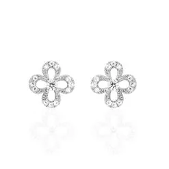 Histoire D'Or Boucles D'oreilles Puces Sophia Argent Blanc Oxyde De Zirconium