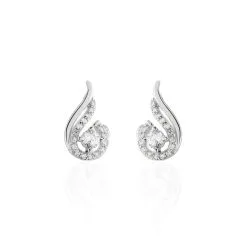 Histoire D'Or Boucles D'oreilles Puces Indian Drop Argent Blanc Oxyde De Zirconium
