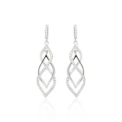 Histoire D'Or Boucles D'oreilles Pendantes Malika Argent Blanc Oxyde De Zirconium