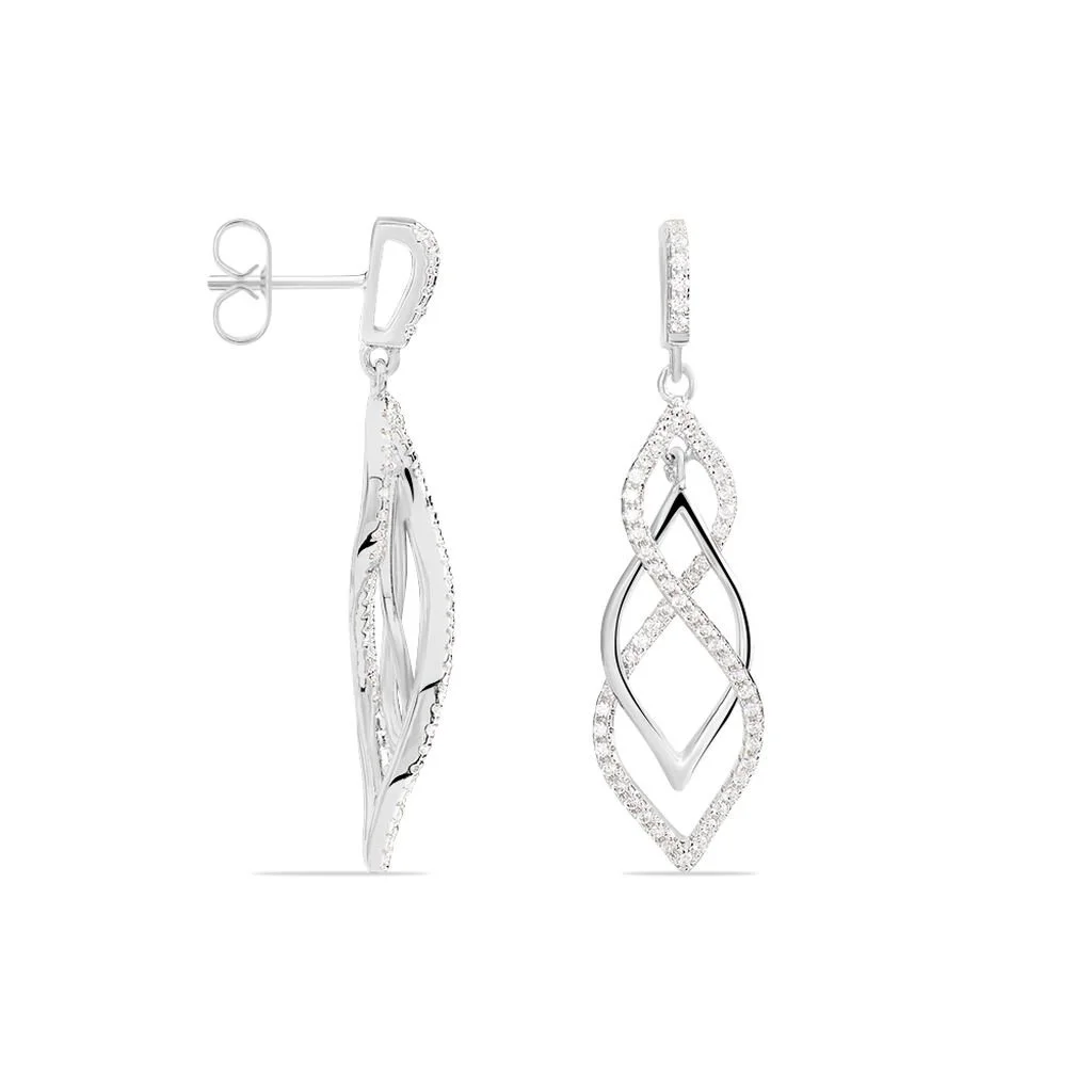 Histoire D'Or Boucles D'oreilles Pendantes Malika Argent Blanc Oxyde De Zirconium 4 Histoire D'Or Boucles D'oreilles Pendantes Malika Argent Blanc Oxyde De Zirconium – Image 2