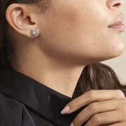 Histoire D'Or Boucles D'oreilles Puces Bouton D'or Argent Blanc Oxyde De Zirconium -Boucles d'oreilles Bracelet Soldes FAOFBZW0Z7 model0