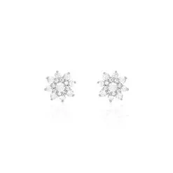 Histoire D'Or Boucles D'oreilles Puces Lorraine Argent Blanc Oxyde De Zirconium