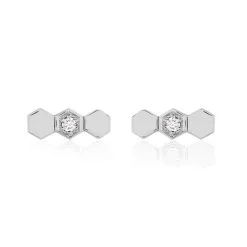 Histoire D'Or Boucles D'oreilles Puces Onaissa Argent Blanc Oxyde De Zirconium