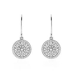 Histoire D'Or Boucles D'oreilles Pendantes Brunilda Argent Blanc Oxyde De Zirconium