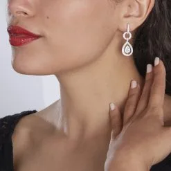 Histoire D'Or Boucles D'oreilles Pendantes Edward Argent Blanc Oxyde De Zirconium -Boucles d'oreilles Bracelet Soldes FAOFBZW1M3 model0