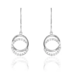 Histoire D'Or Boucles D'oreilles Pendantes Circus Argent Blanc Oxyde De Zirconium