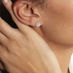 Histoire D'Or Boucles D'oreilles Puces Eternite Argent Blanc Oxyde De Zirconium -Boucles d'oreilles Bracelet Soldes FAOFBZW982 model1