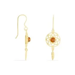 Histoire D'Or Boucles D'oreilles Pendantes Lona Argent Jaune Ambre -Boucles d'oreilles Bracelet Soldes FAOFJIY001 view1