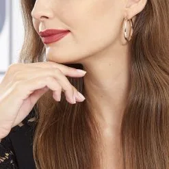 Histoire D'Or Créoles Ava Bords Diamantés Argent Rose 9 Histoire D'Or Créoles Ava Bords Diamantés Argent Rose -Boucles d'oreilles Bracelet Soldes FAOFRW0099 model0