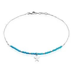 Histoire D'Or Chaîne De Cheville Argent Blanc Noga Miyuki