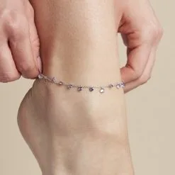 Histoire D'Or Chaîne De Cheville Carolaine Argent Blanc Oxyde De Zirconium -Boucles d'oreilles Bracelet Soldes FAZFBZI002 model0